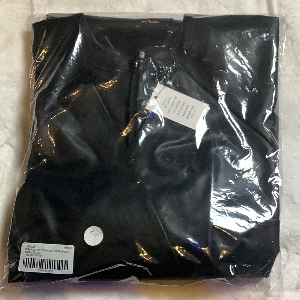 ELOQUII Wrap Detail Faux Leather Dress (Z18.26) - Picture 4 of 5